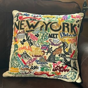 Catstudio Brand New Hand Embroidered New York City Throw Accent Pillow